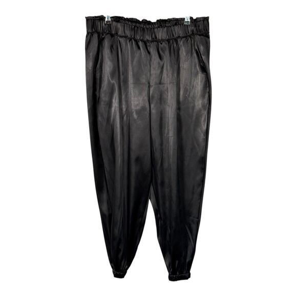 Lane Bryant Black Satin Jogger Pants Pull On Elastic Women’s Size 16 Classic - Picture 3 of 12